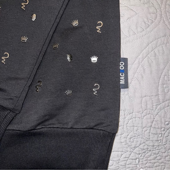 MACEOO Crew Neck Sweatshirt Embroidered Embellished Skull Snake Metal - Picture 3 of 11